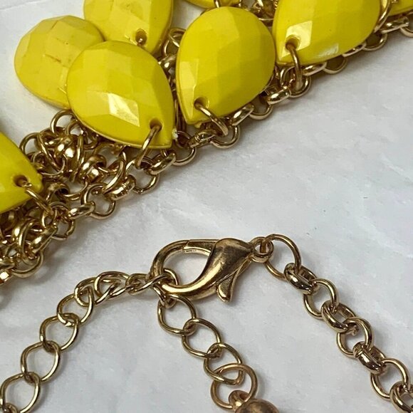 Yellow Teardrop Beaded Gold Tone Two Layer Necklace - Picture 5 of 6